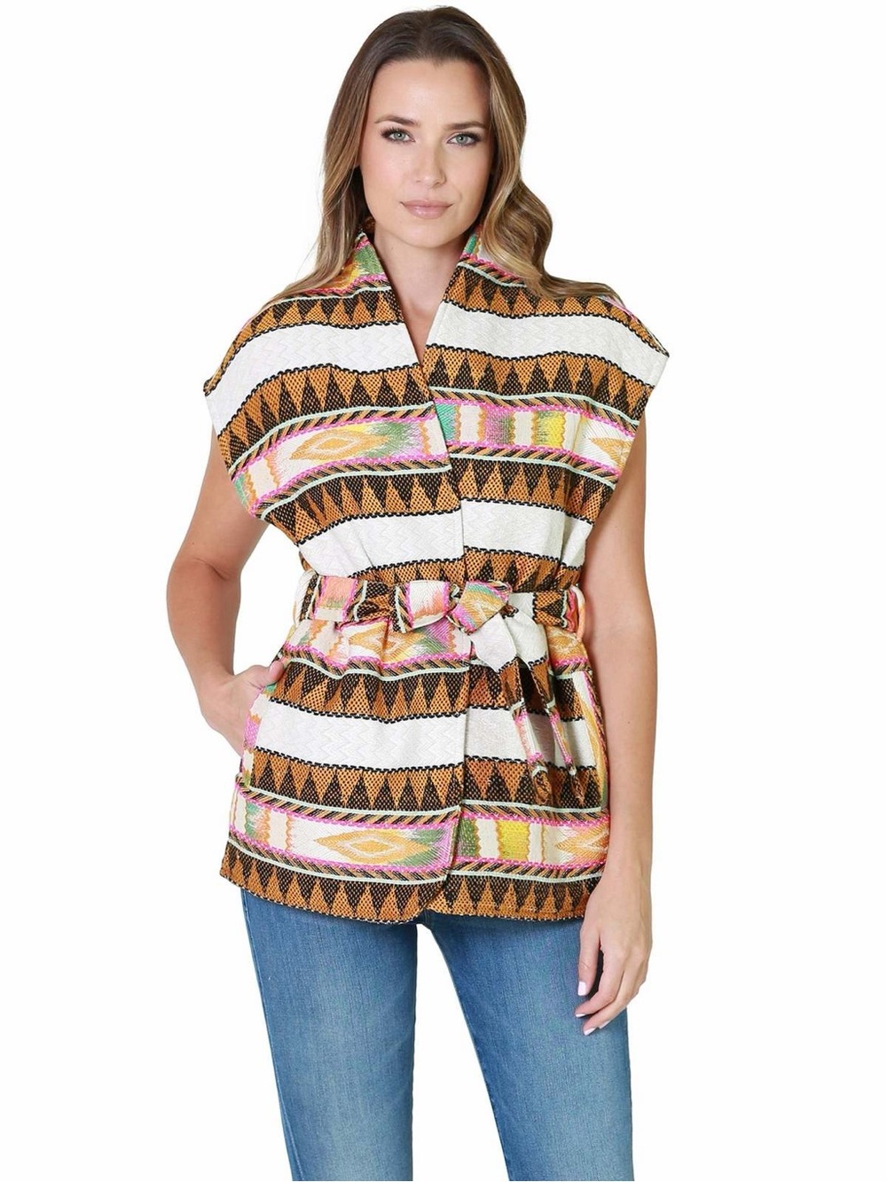 Xirena Electric Cream Belted Brett Vest, Size Large